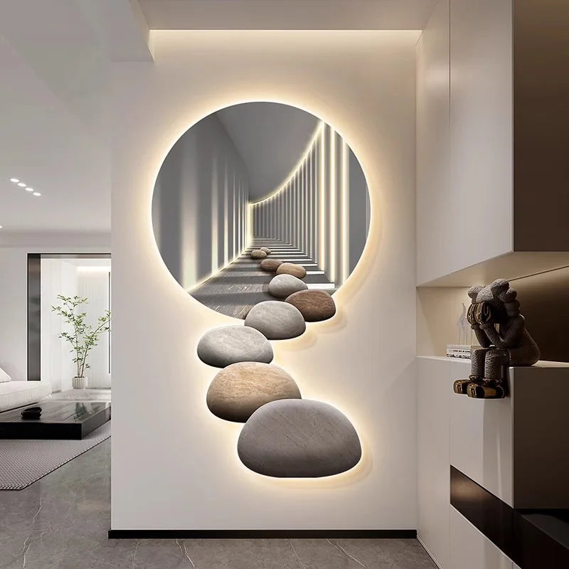 Peinture design LED noire pour entrée moderne
