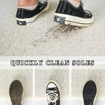 Des chaussures de sport noires et blanches avec un texte indiquant qu'elles peuvent être rapidement nettoyées.