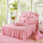 Literie coton satiné rose avec dentelle et broderie