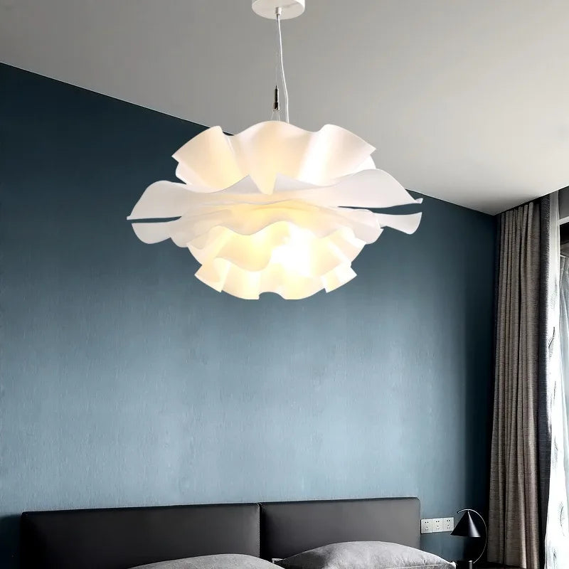 Suspension LED vague design moderne fleur couleur noir