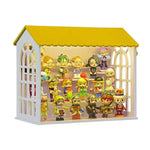 Détail du design de maison avec toit du présentoir rangement jouets