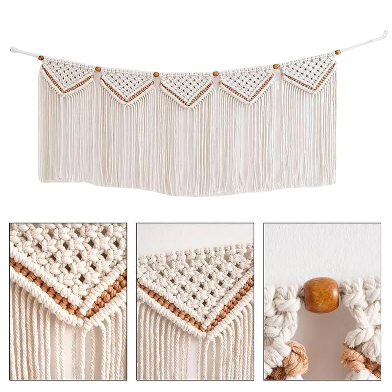 Vue d'ensemble de la décoration murale en macramé dans un intérieur chic