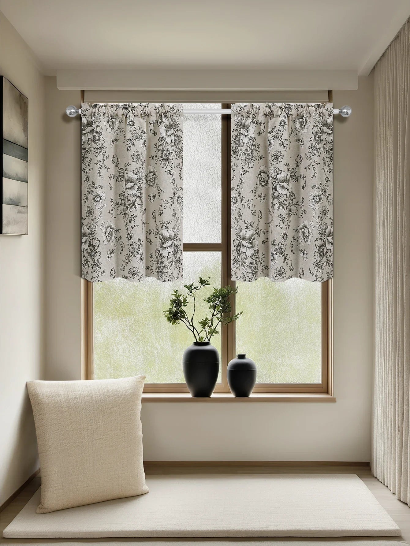 Détail du motif floral pivoine sur rideau occultant Ombre Interieur