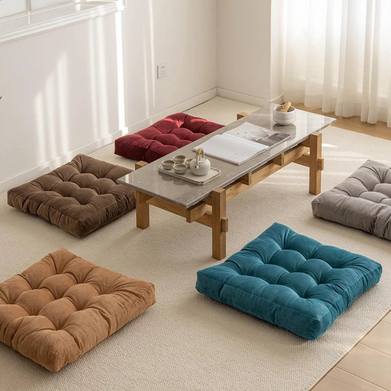 Coussin de sol carré touffeté 50x50 cm gris clair