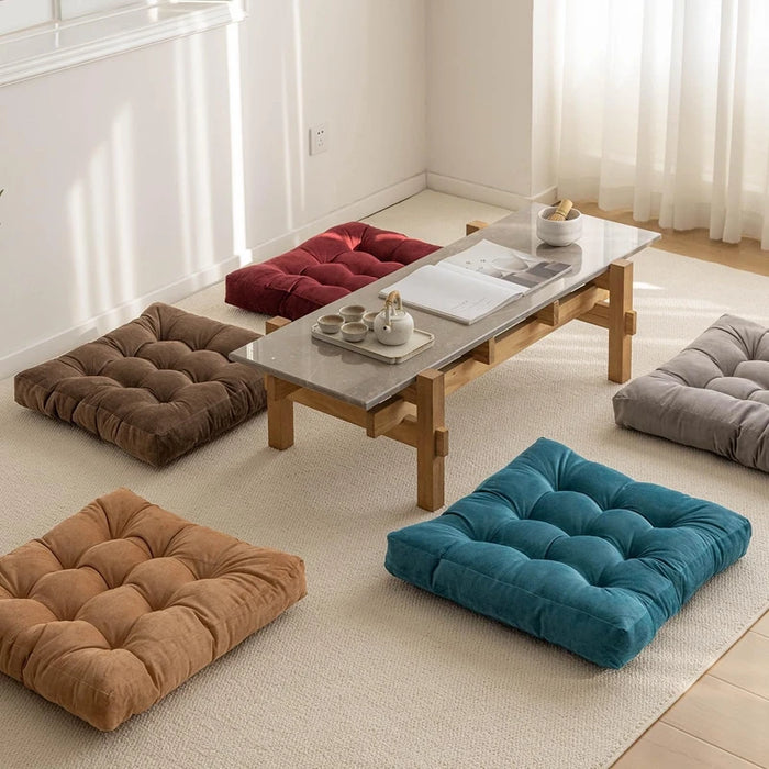 Coussin de sol carré touffeté 50x50 cm gris clair
