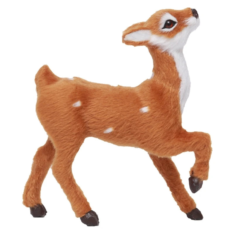 Figurine renne Noël peluche marron foncé debout