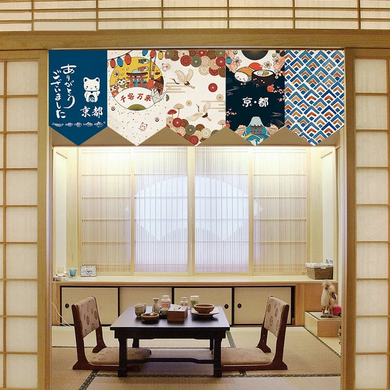 Rideau japonais Noren style sushi triangle décoratif pour porte