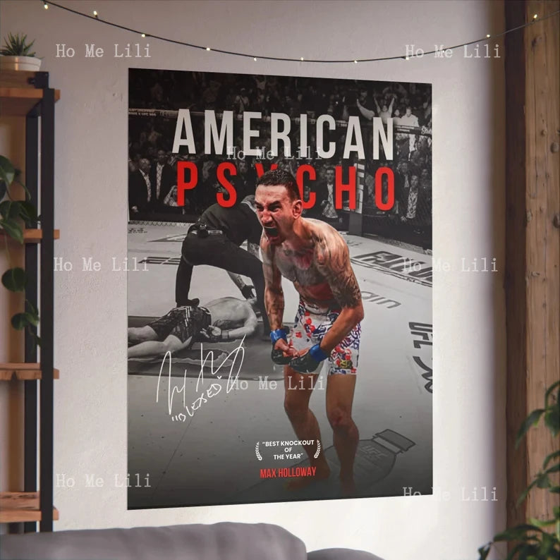 Détail de l'impression sur toile de Max Holloway athlète