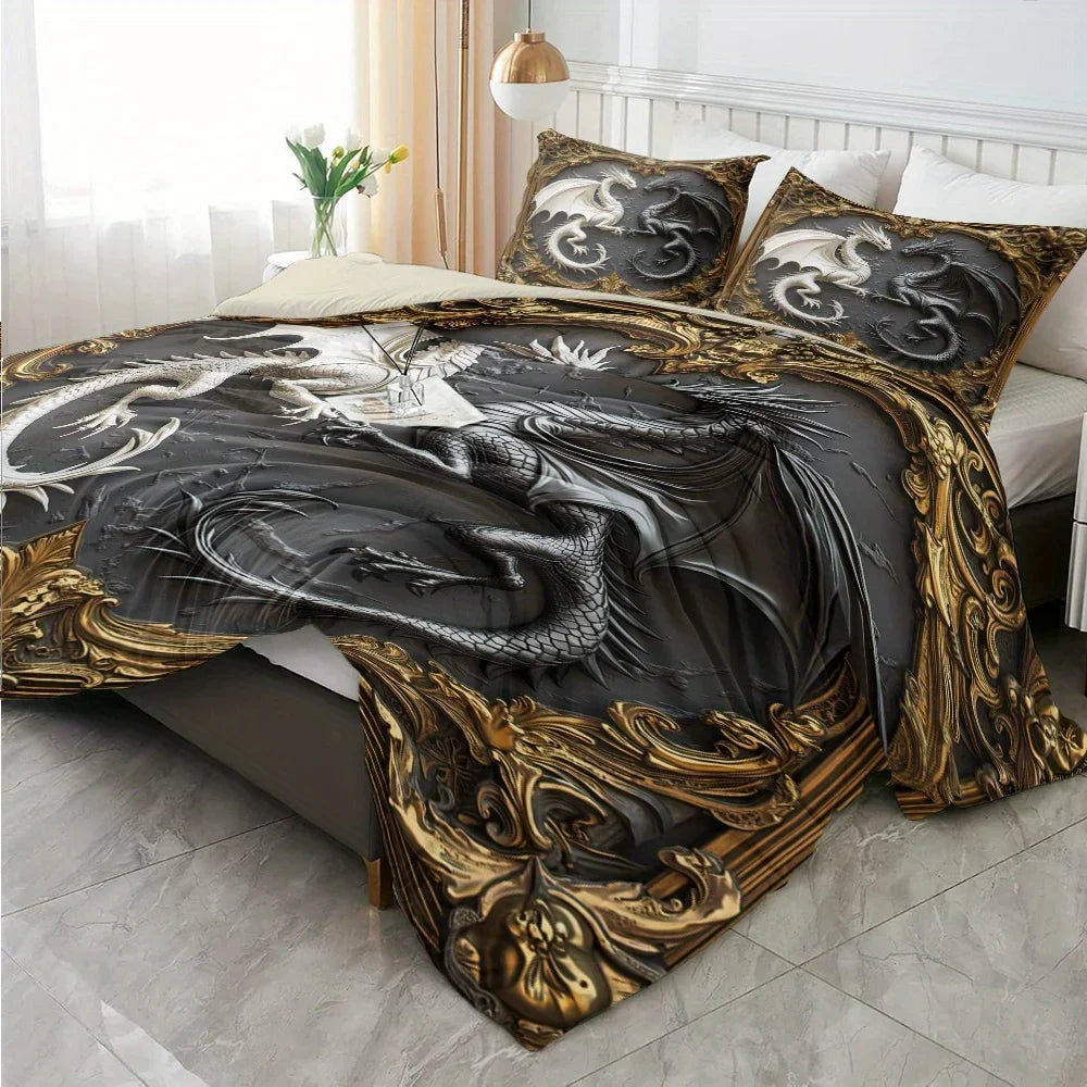 Taie d'oreiller assortie motif dragon