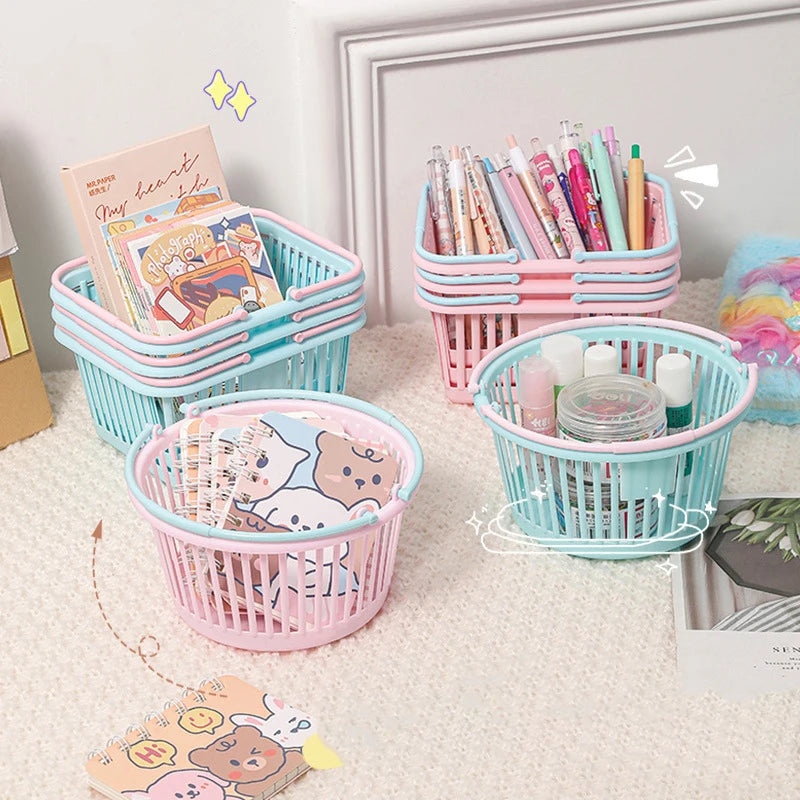 Panier de rangement vert pour organisation scolaire