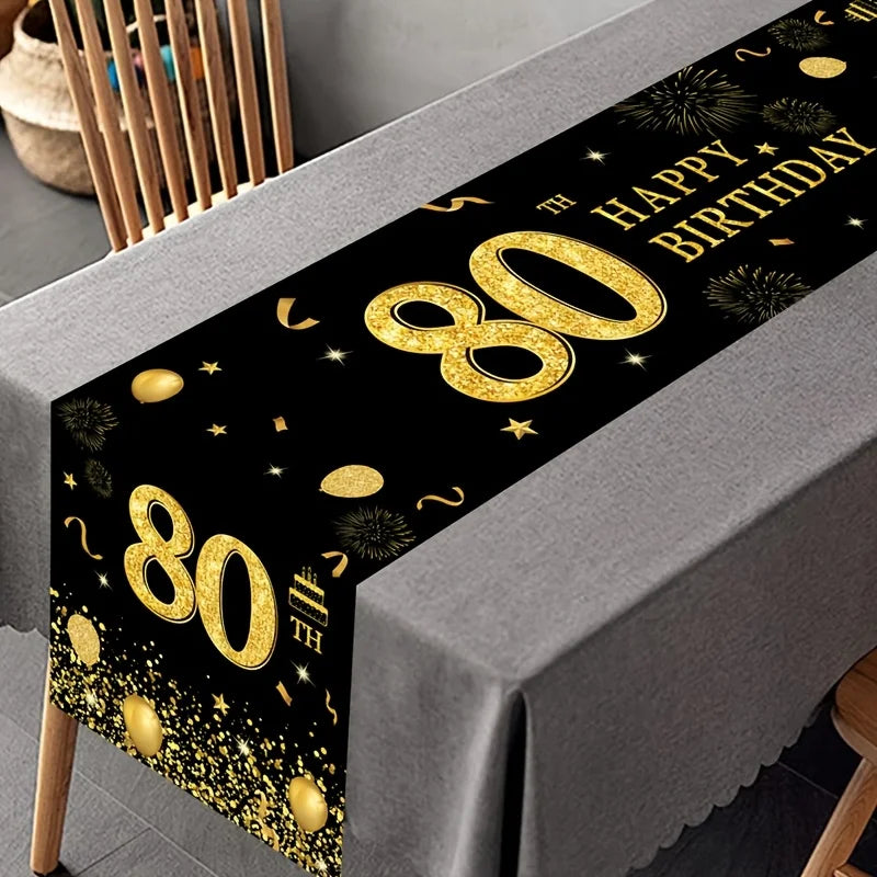 Décoration de table complète avec drapeau noir et or pour fête