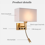 Lampe murale LED rotation 360° vue de côté
