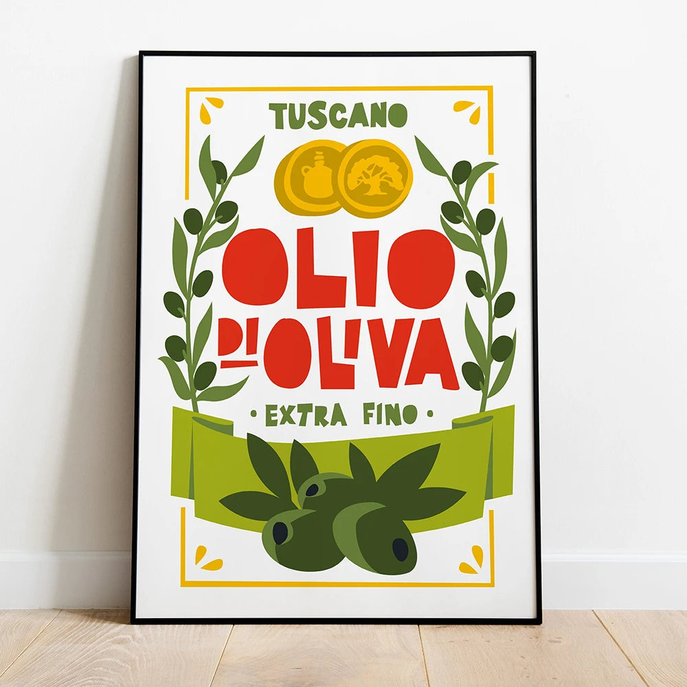 Affiche italienne dans une cuisine moderne