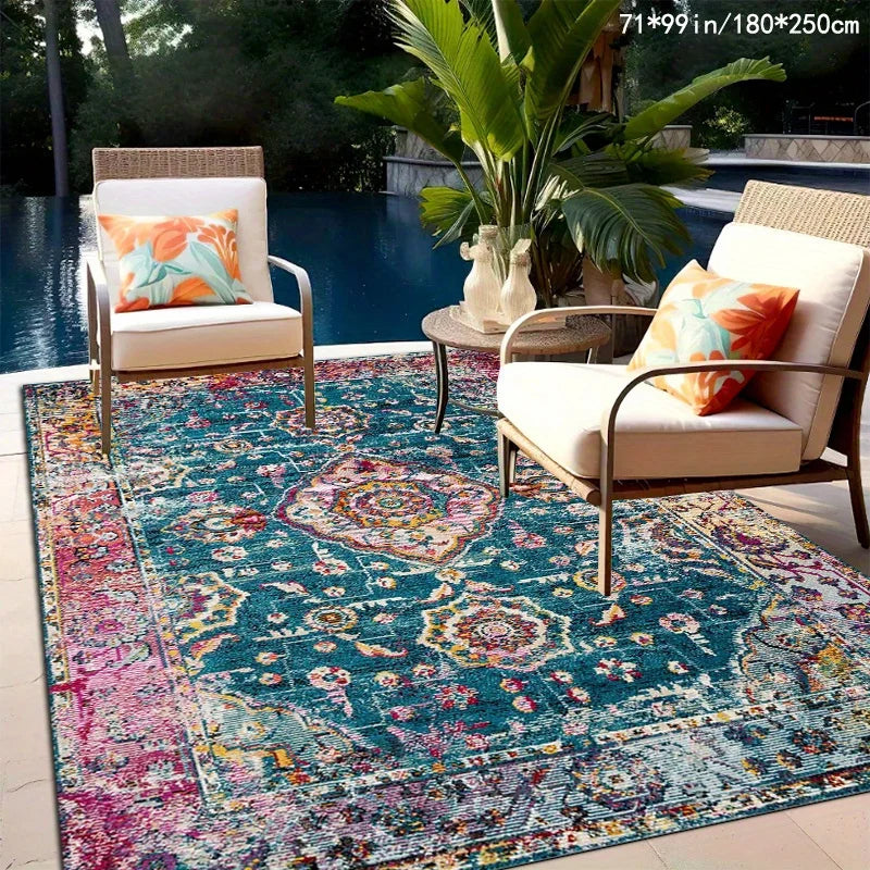 Tapis bohème pour chambre à coucher motif géométrique