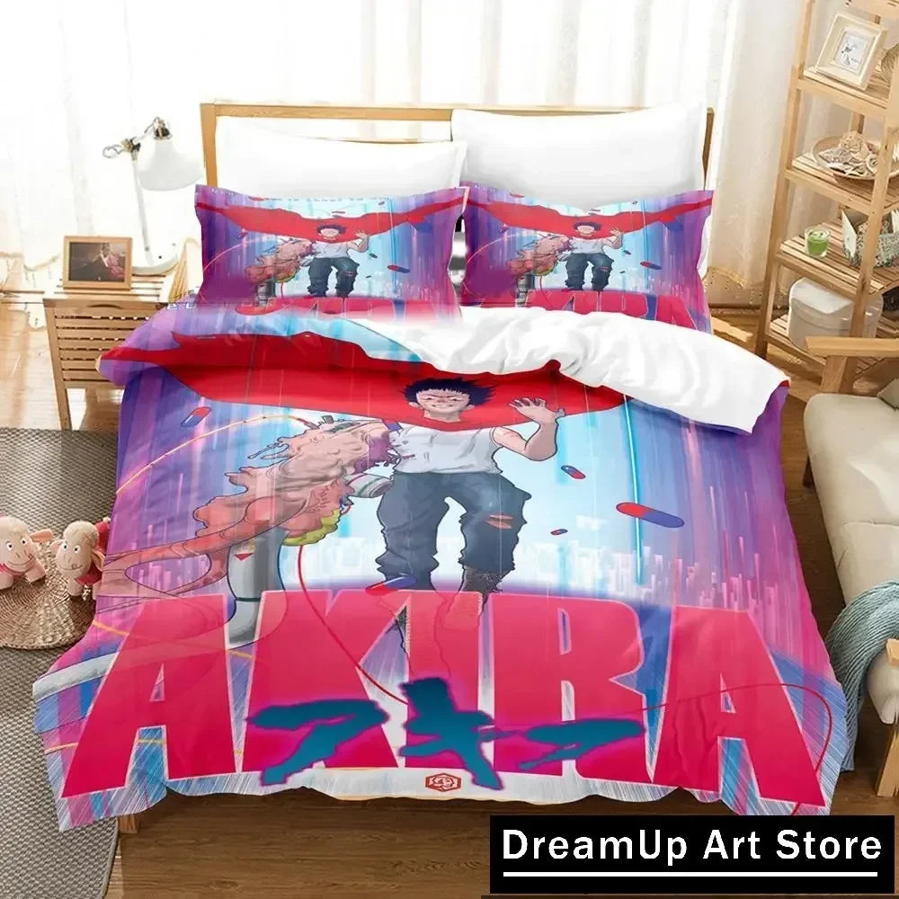 Détail du motif imprimé 3D Akira sur taie d'oreiller