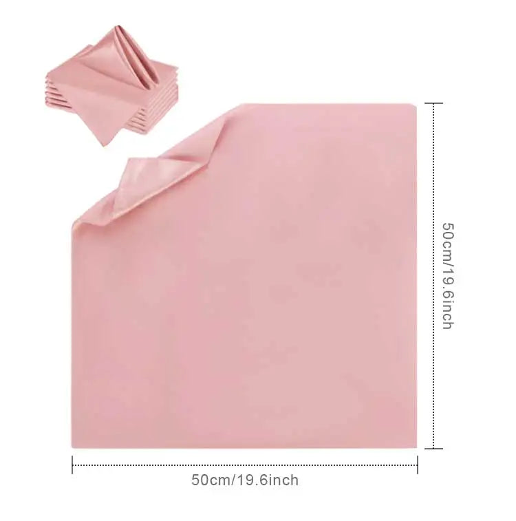 Ensemble de nappes de table roses carrées de 50 cm de côté pour une ambiance élégante et chic.