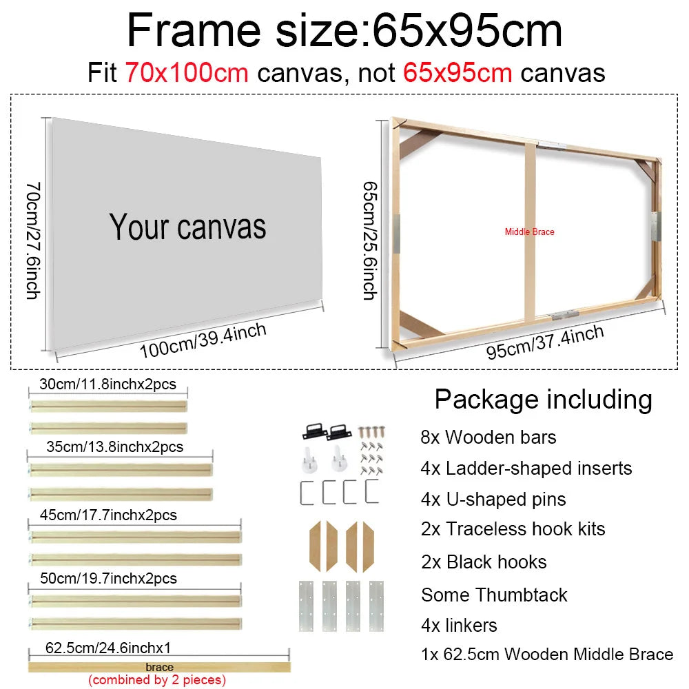 Cadre photo 50x70 en bois avec décoration murale élégante