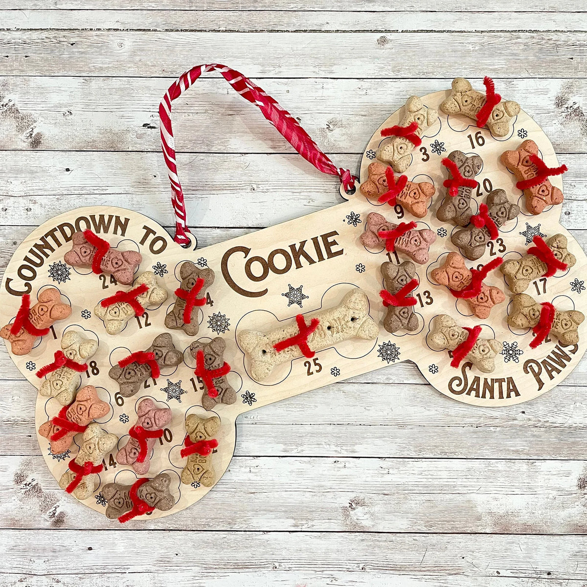 Pendentif bois chien pour porte de Noël