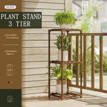 Support de plantes 3 niveaux en bois massif or dans un salon moderne