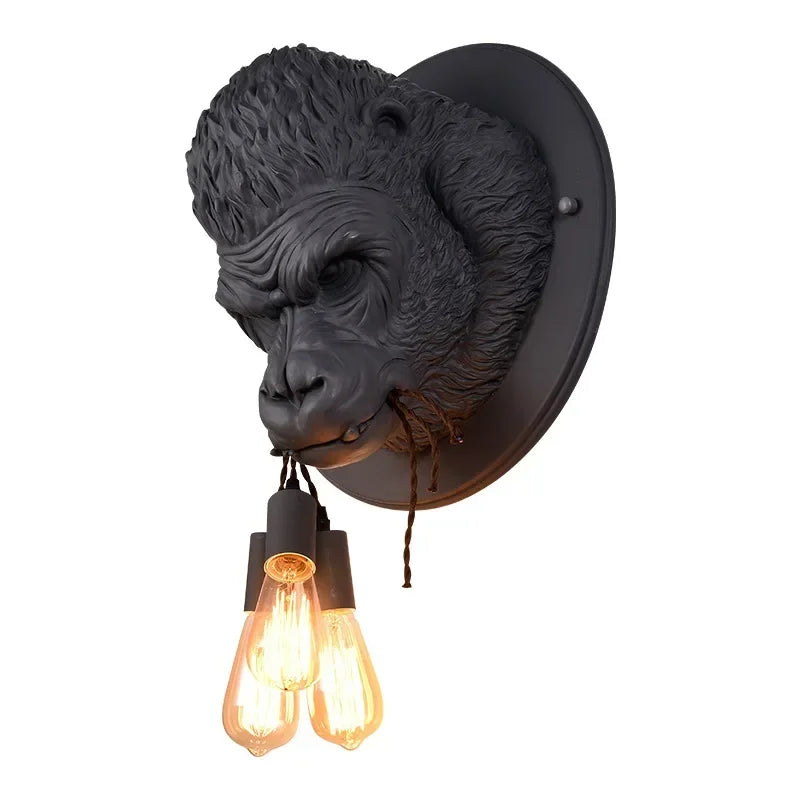 Lampe de chevet gorille résine vue de face