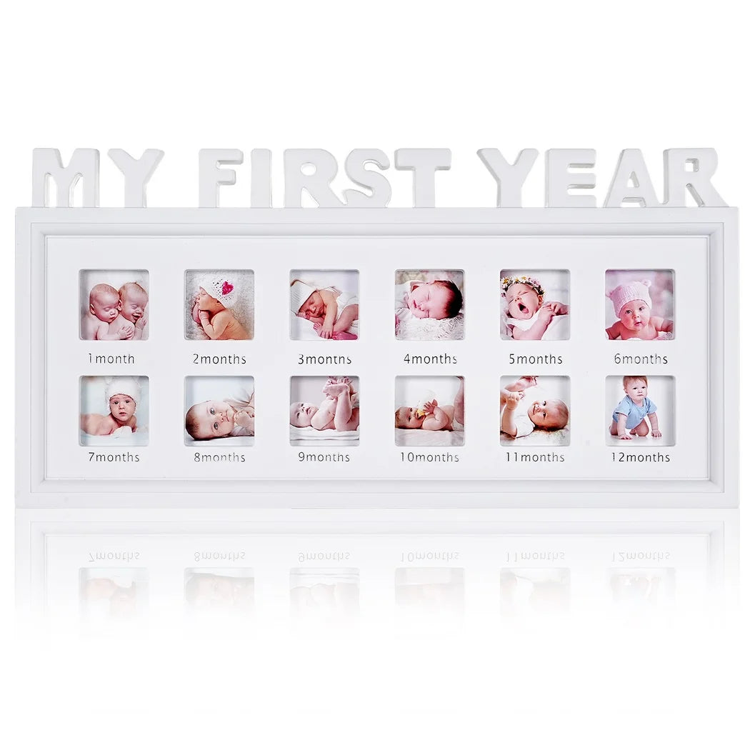 Cadre souvenir bébé blanc avec emplacements photos