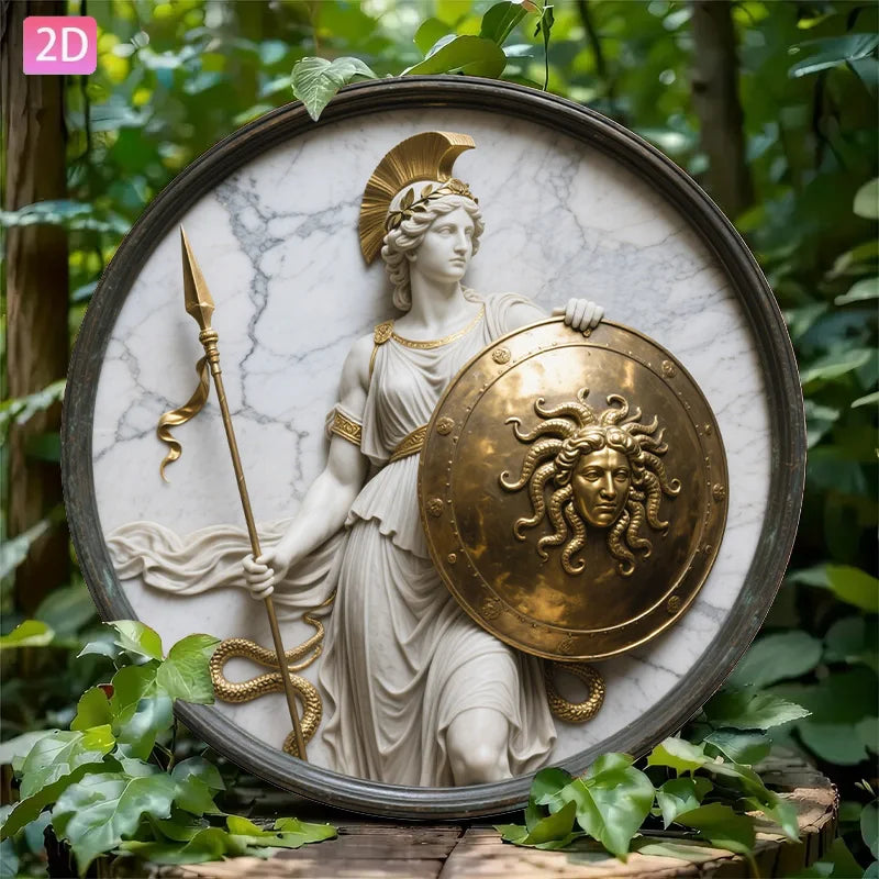 Panneau Athena Shield accroché au mur dans un salon vintage