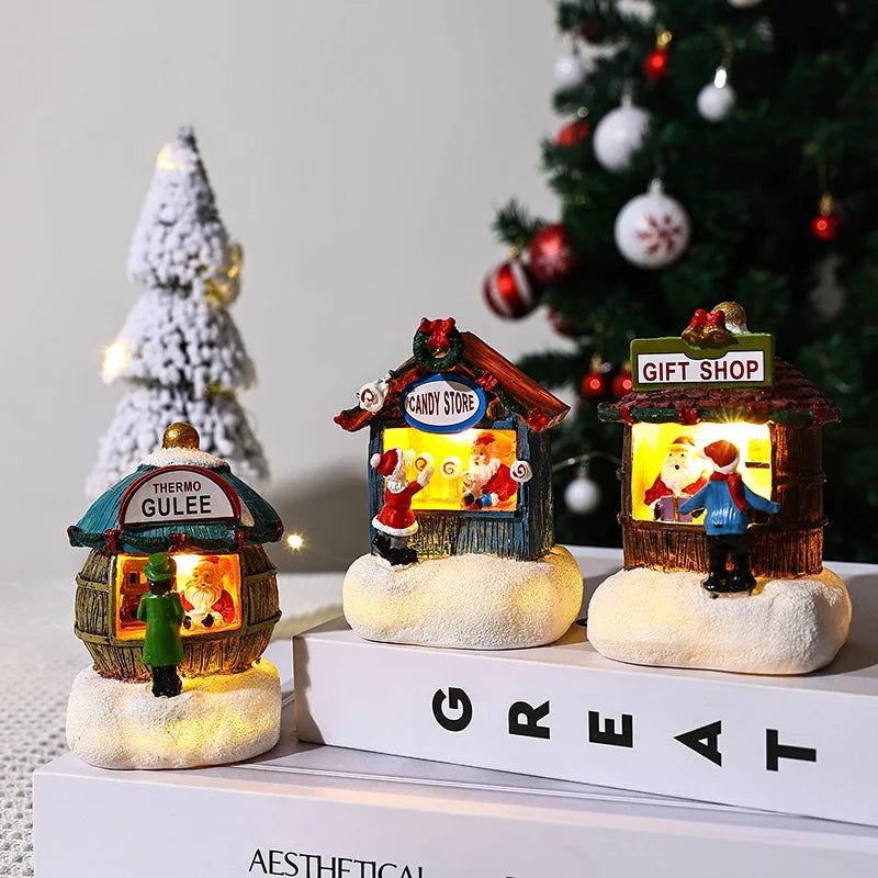 Détail artisanat résine décoration Noël maison miniature