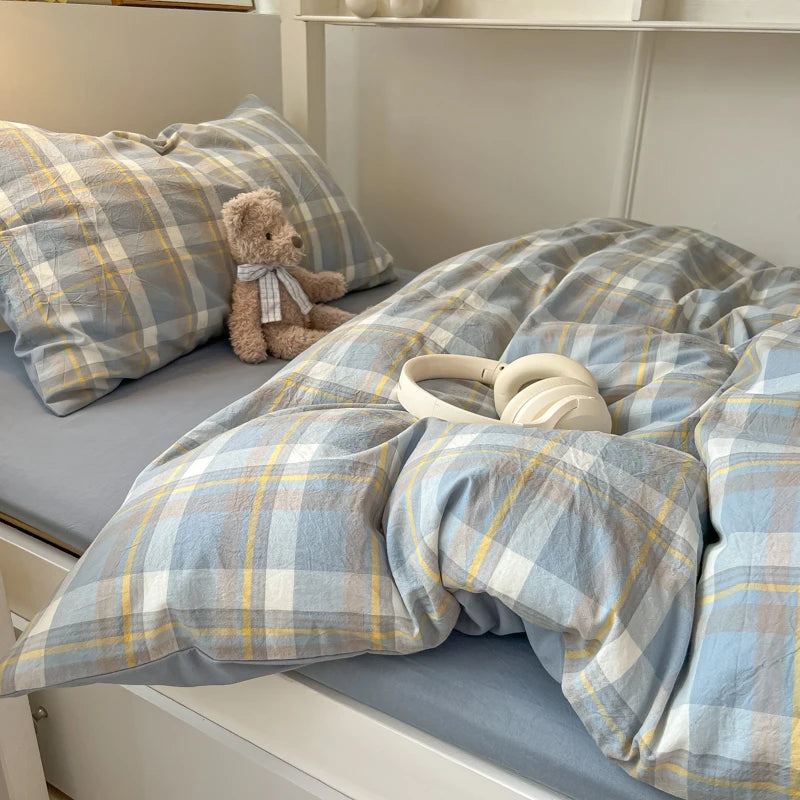 Housse de couette et taies d'oreiller grises