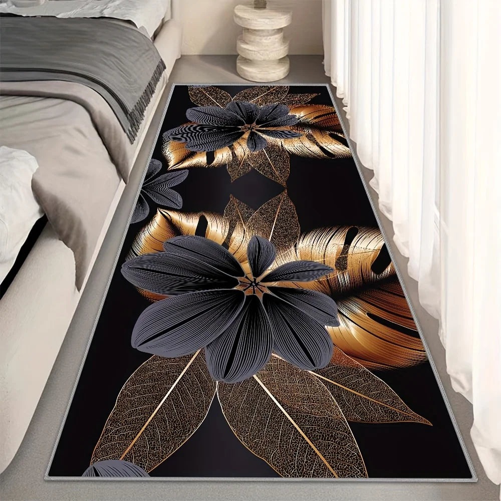 Tapis long pour cuisine avec motif plaid élégant