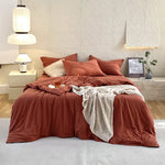 Housse de couette en coton percale turquoise sur lit