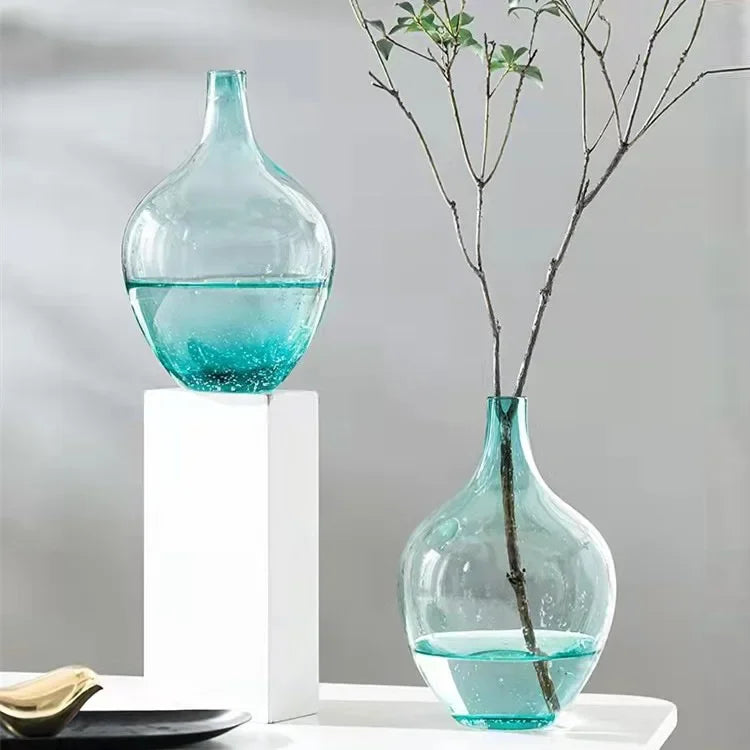 Vase en verre grand ventre utilisé pour culture hydroponique