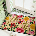Paillasson floral lettres bienvenue rouge