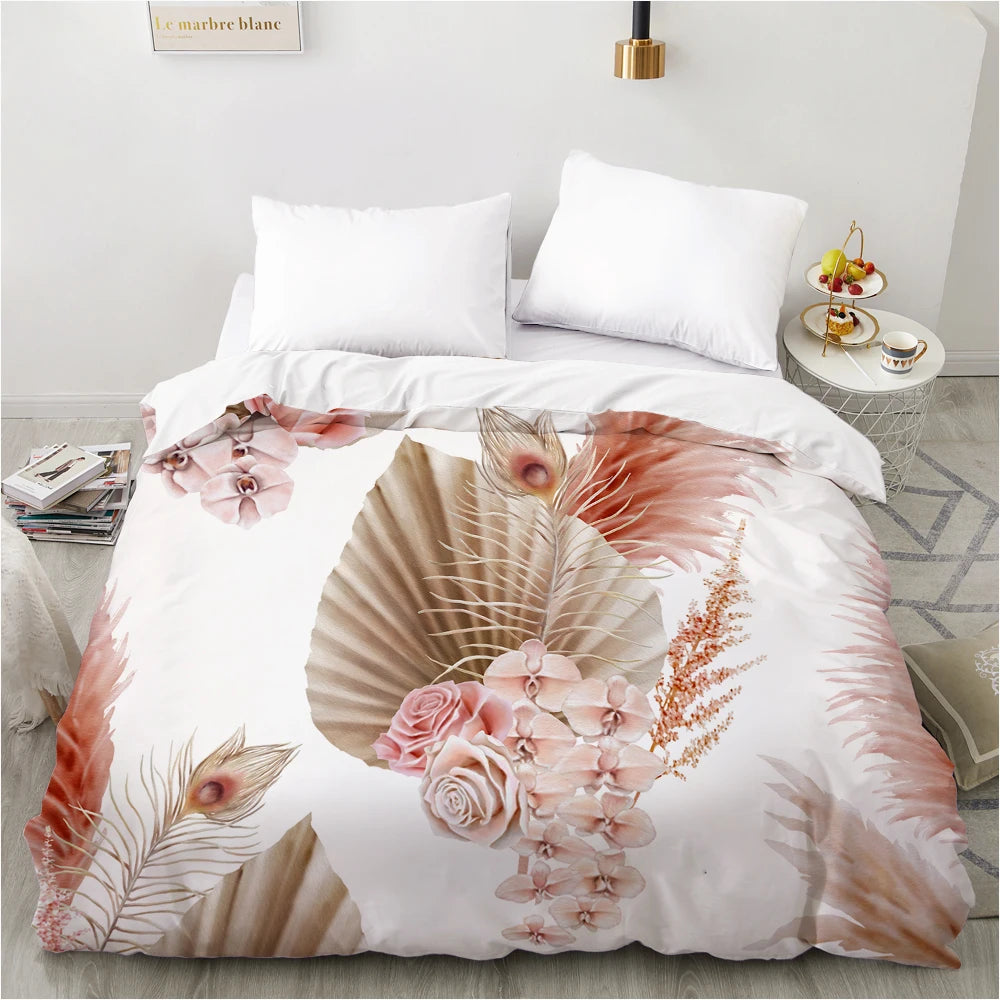 Housse de couette 3D imprimée zip couleur blanc literie luxe