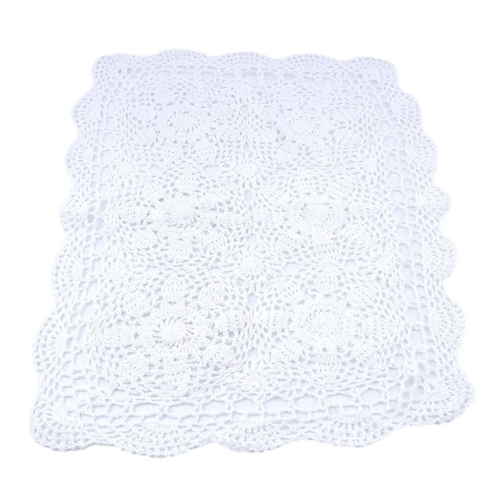 Napperon crochet vintage beige avec tasse de thé