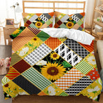 Détail motif tournesol sur housse de couette