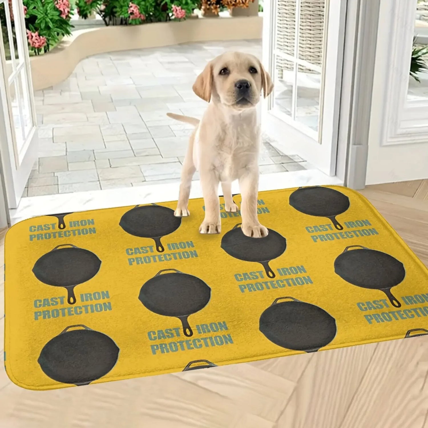 Tapis d'entrée design poêle à frire