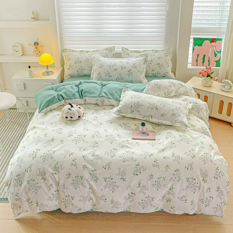 Ensemble de lit 4 pieces motif coeur violet