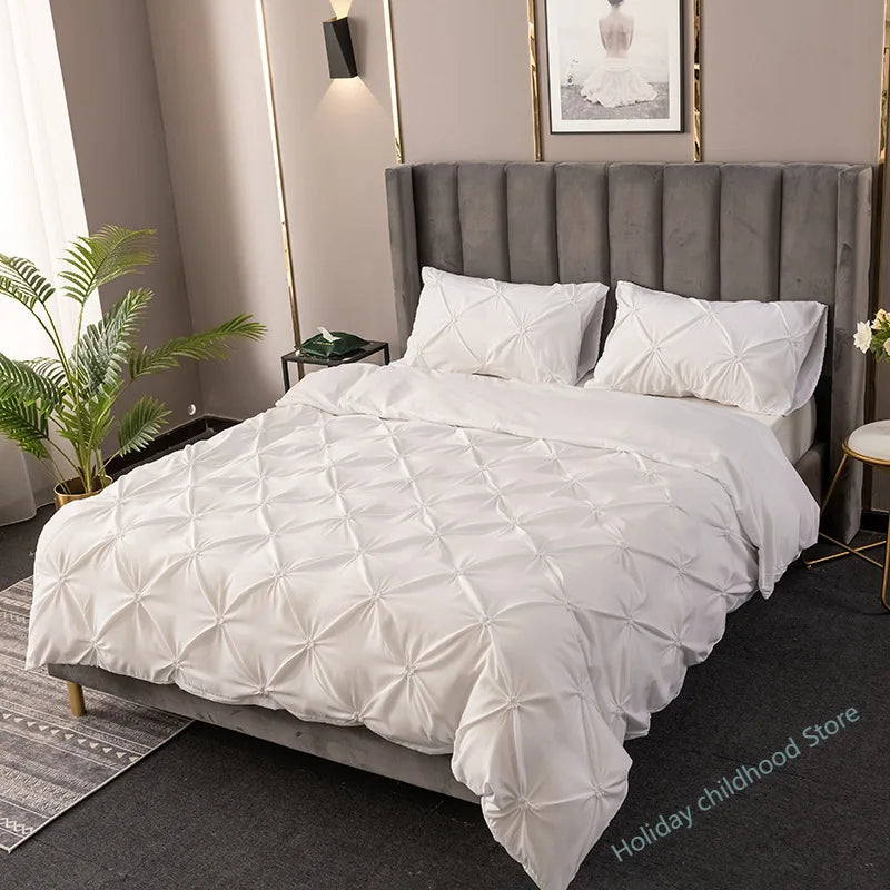 Housse de couette beige 220x240 plissée 3D sur lit double