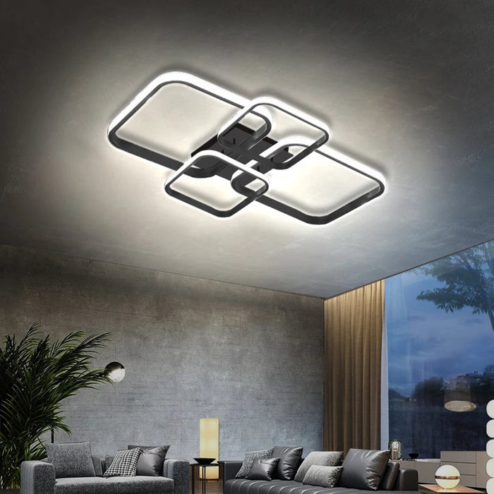 Plafonnier LED carré noir design nordique