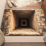 Paillasson design grotte sans fin illusion optique 2D noir