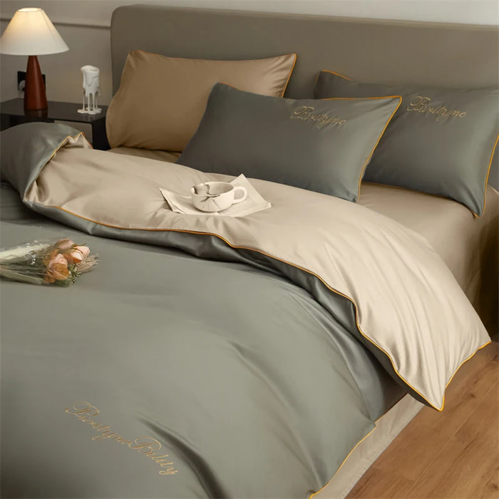 Housse de couette 200x200 cm coton égyptien bleu marine sur lit double
