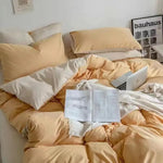 Drap plat et taies d'oreiller assortis couleur unie
