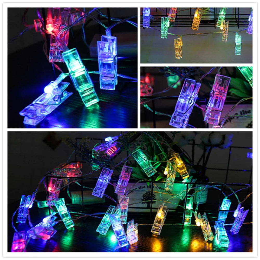 Décoration murale avec guirlande photo LED