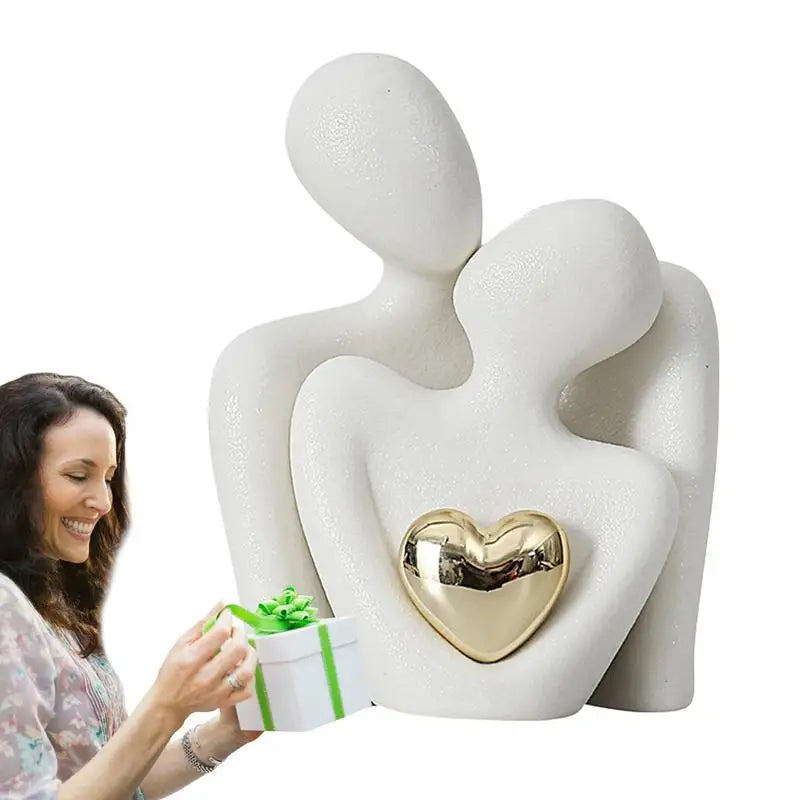 Figurine couple céramique abstraite jaune