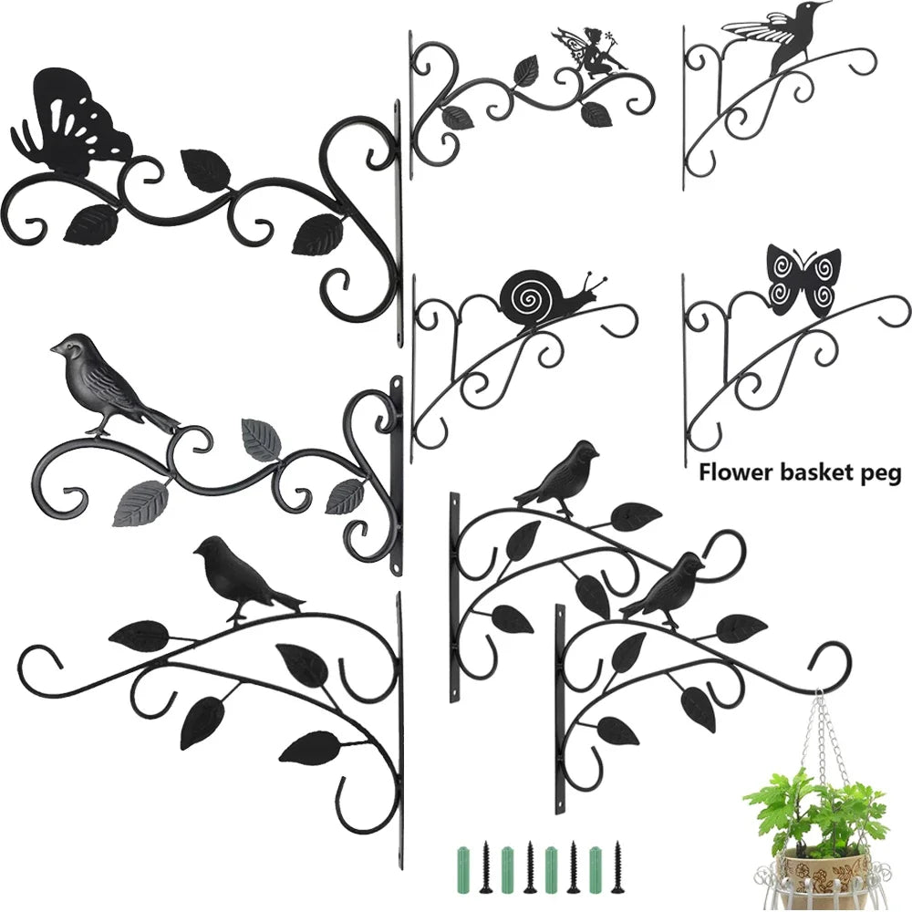 Support plante murale en métal rustique suspendu avec pot de fleurs