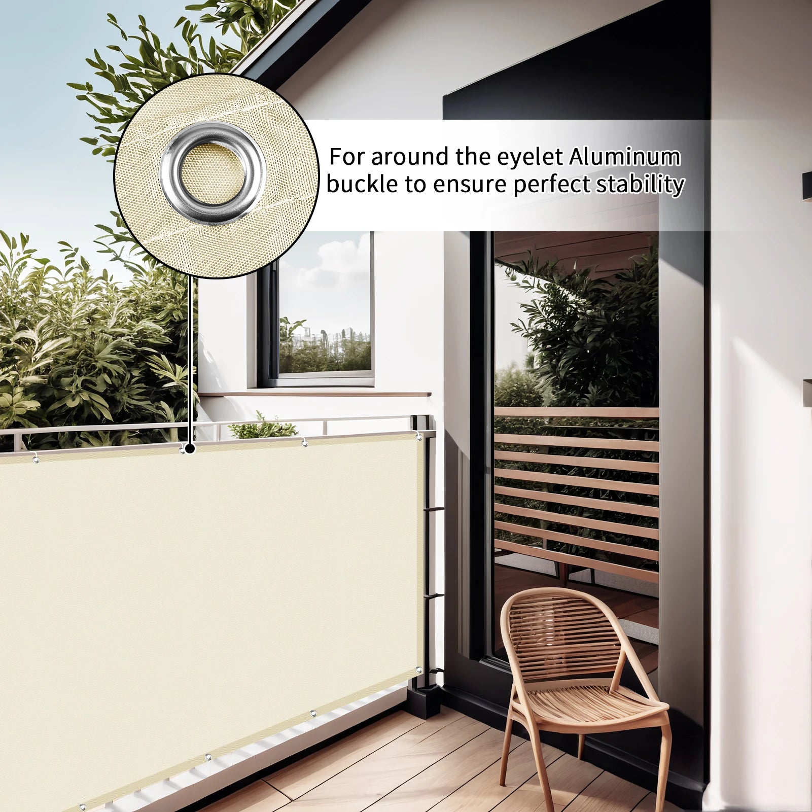 Voile d'ombrage pour terrasse avec œillets
