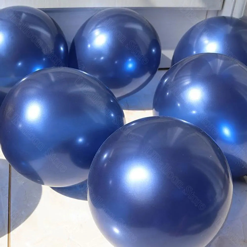 Ballons nacrés bleu marine et blanc perle