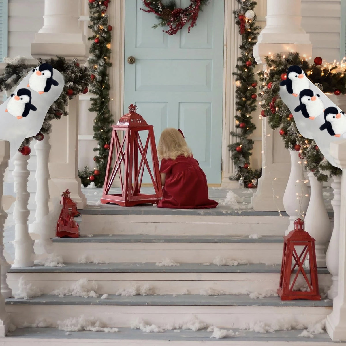 Tapis imitation neige pour rampe d'escalier Noël