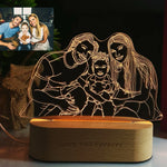 Détail gravure photo sur lampe 3D