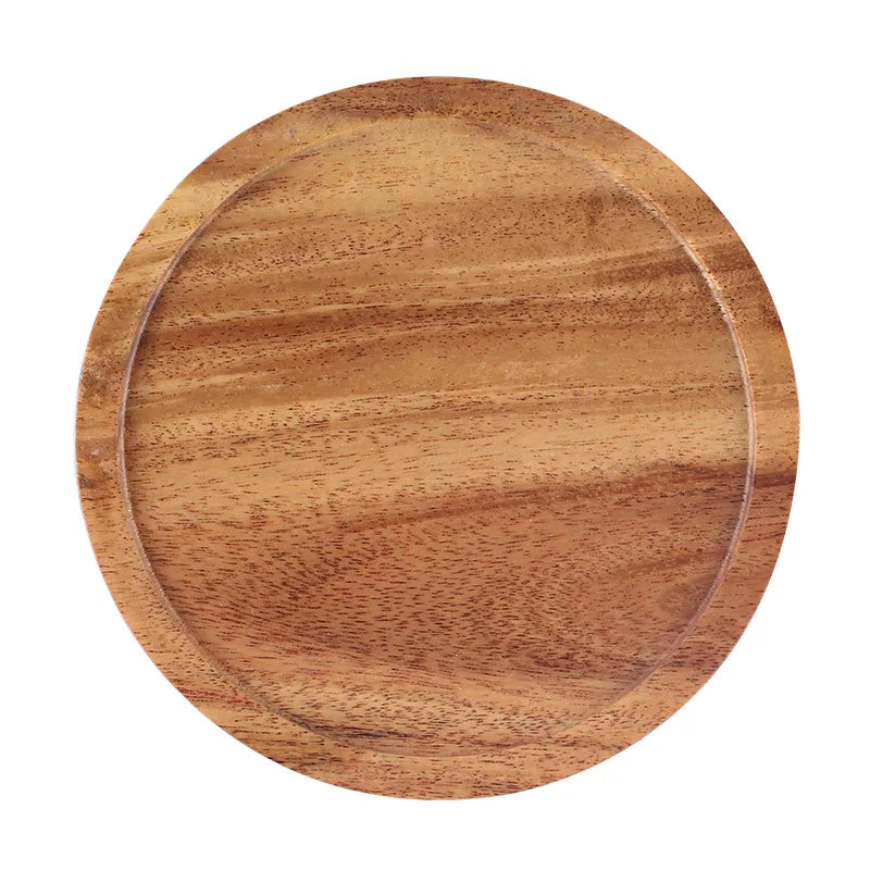 Dessous de verre rond acacia vue de dessus